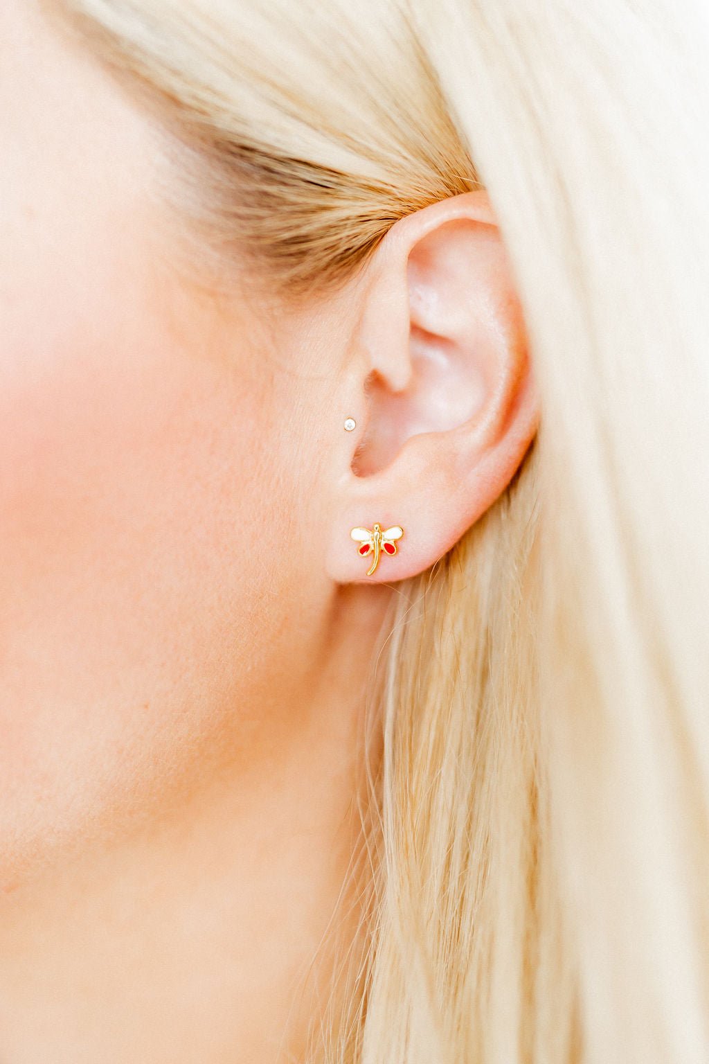 Screwback Stud Earrings - Bri Butterfly White and Red - LINNY CO WholesaleStuds