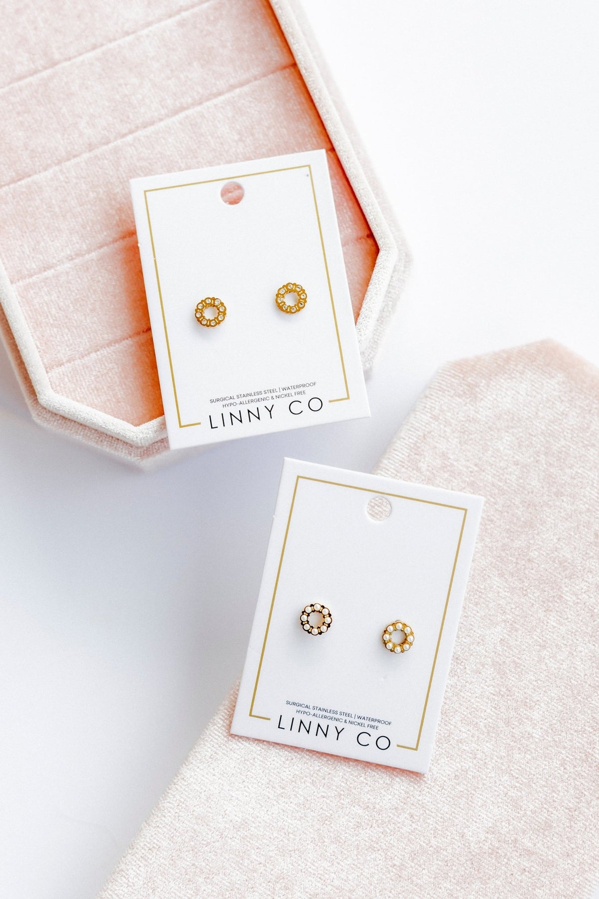 Screwback Stud Earrings - Brinley CZ Gold - LINNY CO WholesaleStuds