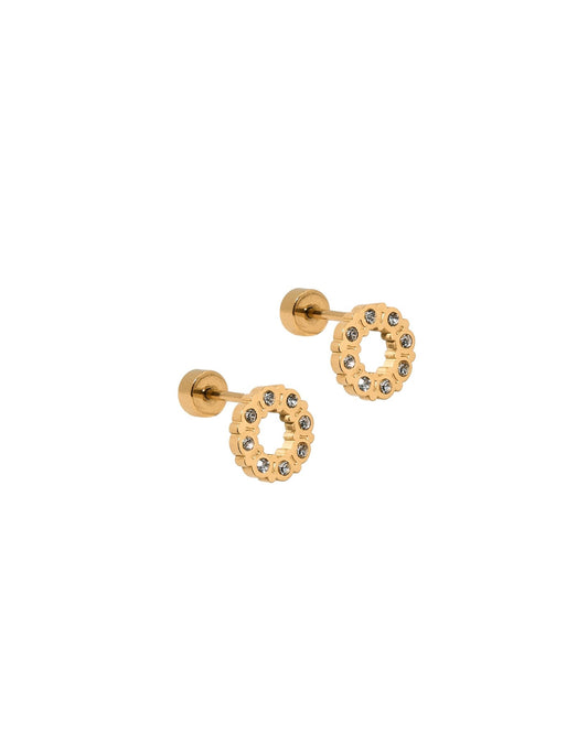 Screwback Stud Earrings - Brinley CZ Gold - LINNY CO WholesaleStuds