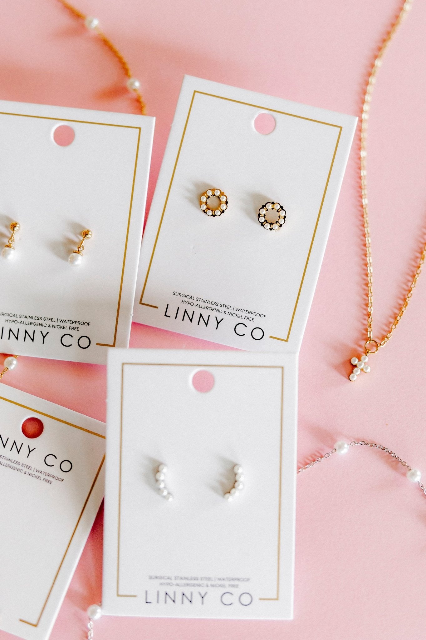 Screwback Stud Earrings - Brinley Pearl - LINNY CO WholesaleStuds