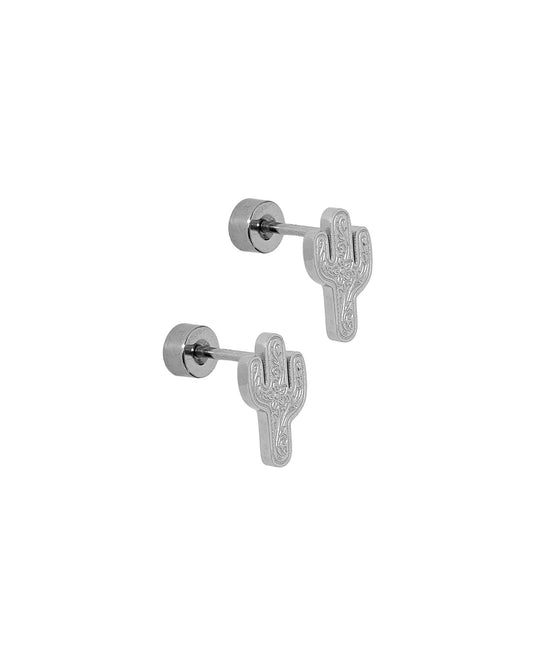 Screwback Stud Earrings - Cactus Silver - LINNY CO WholesaleStuds