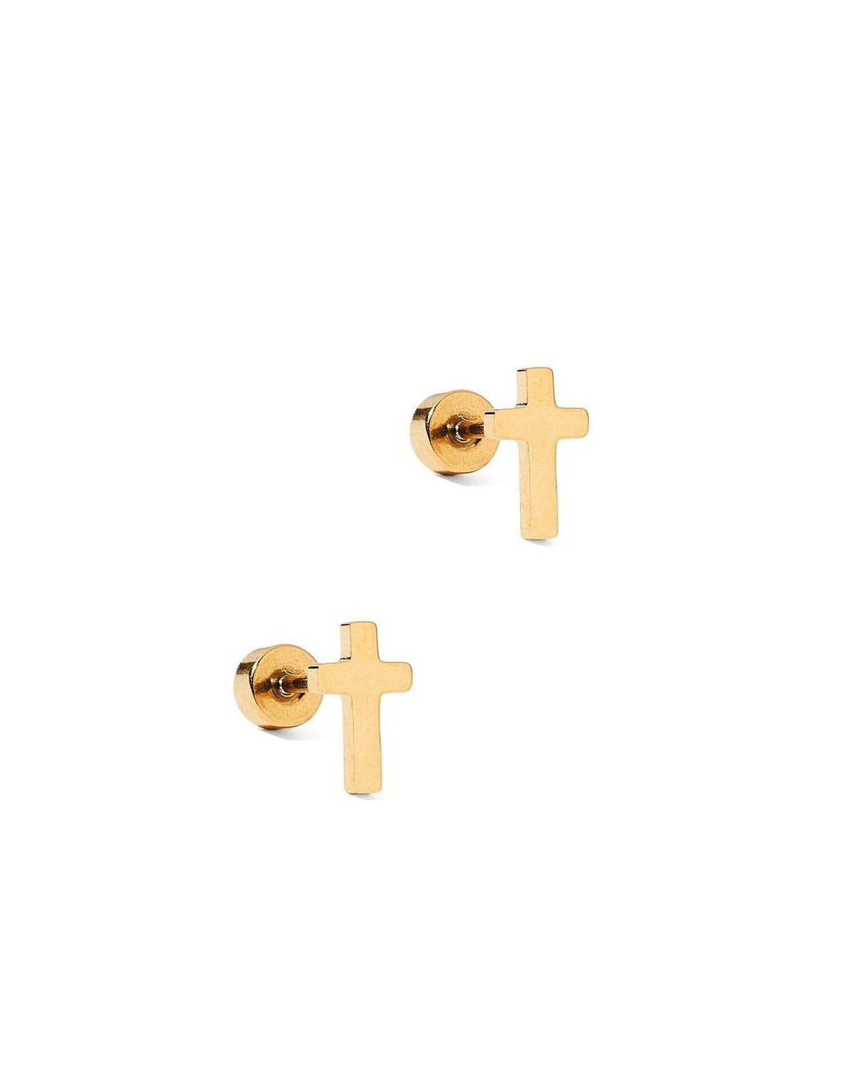 Screwback Stud Earrings - Catherine Cross Gold - LINNY CO WholesaleStuds