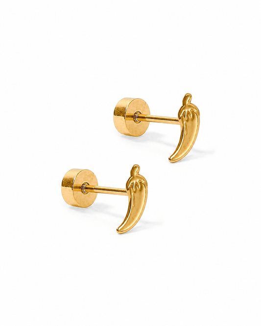 Screwback Stud Earrings - Chili Pepper Gold - LINNY CO Wholesale