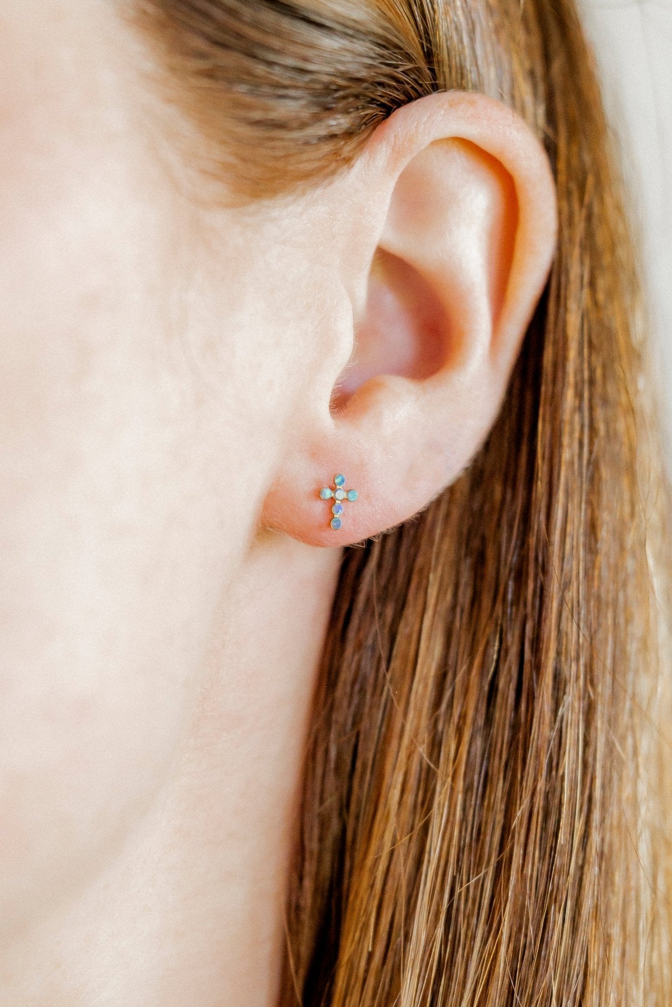 Screwback Stud Earrings - Clara Cross Abalone Shell - LINNY CO WholesaleStuds