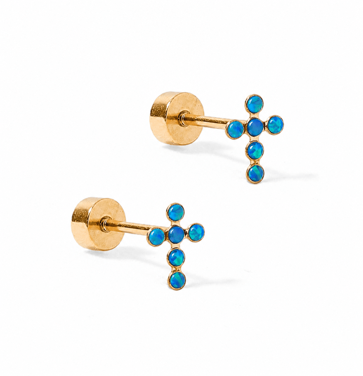 Screwback Stud Earrings - Clara Cross Abalone Shell - LINNY CO WholesaleStuds