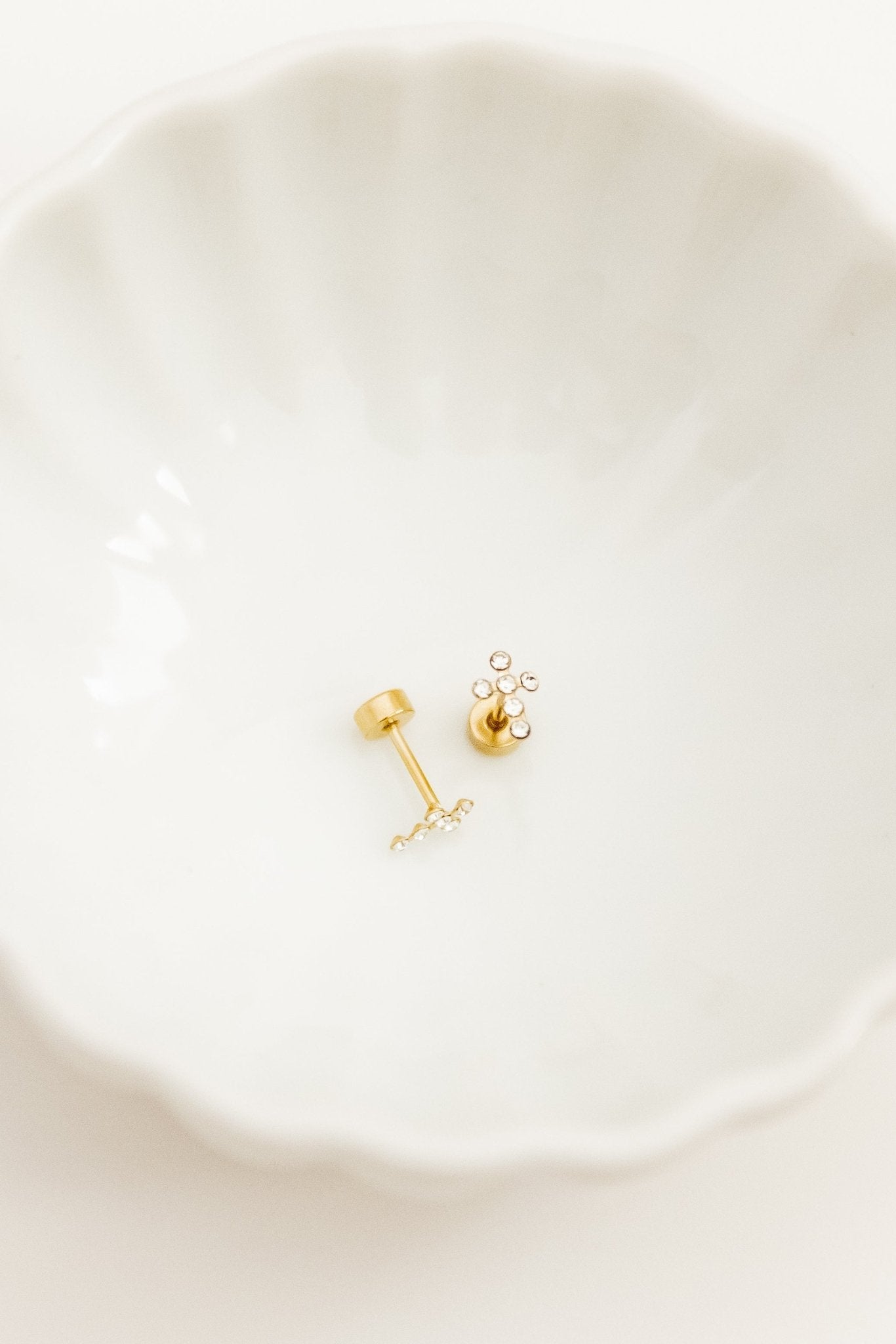 Screwback Stud Earrings - Clara Cross Gold Sparkle - LINNY CO WholesaleStuds