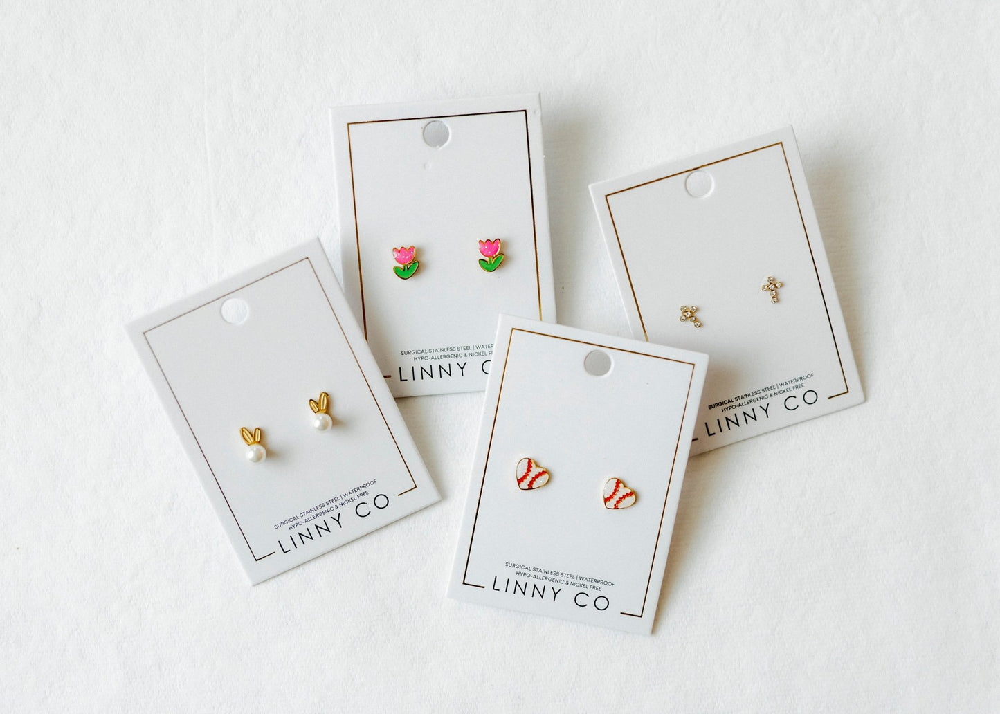 Screwback Stud Earrings - Clara Cross Gold Sparkle - LINNY CO WholesaleStuds