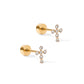Screwback Stud Earrings - Clara Cross Gold Sparkle - LINNY CO WholesaleStuds