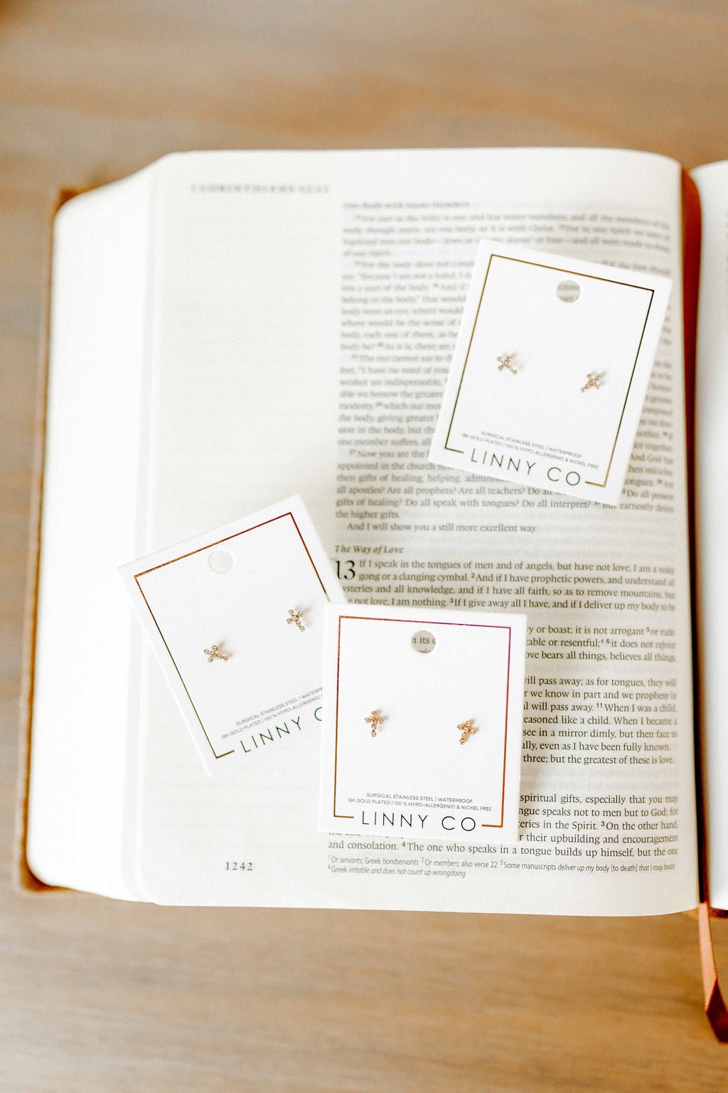 Screwback Stud Earrings - Clara Cross Gold Sparkle - LINNY CO WholesaleStuds