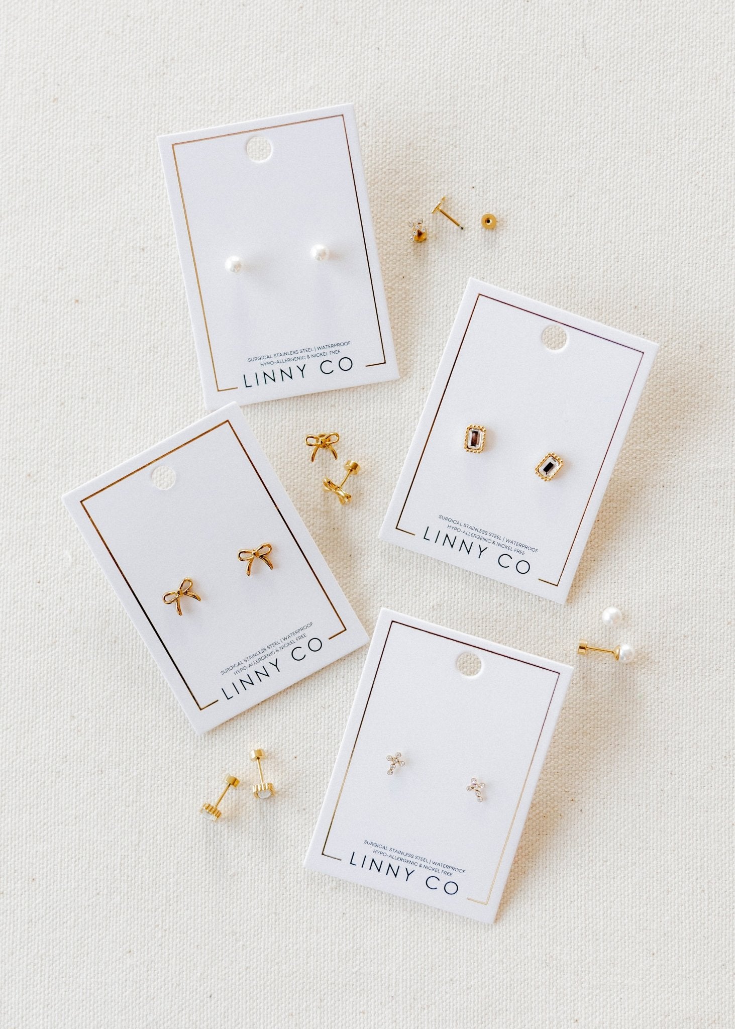 Screwback Stud Earrings - Clara Cross Gold Sparkle - LINNY CO WholesaleStuds
