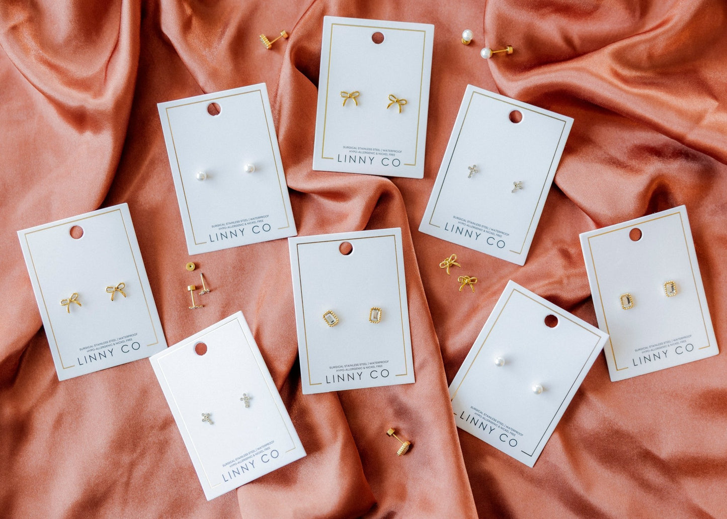 Screwback Stud Earrings - Clara Cross Gold Sparkle - LINNY CO WholesaleStuds