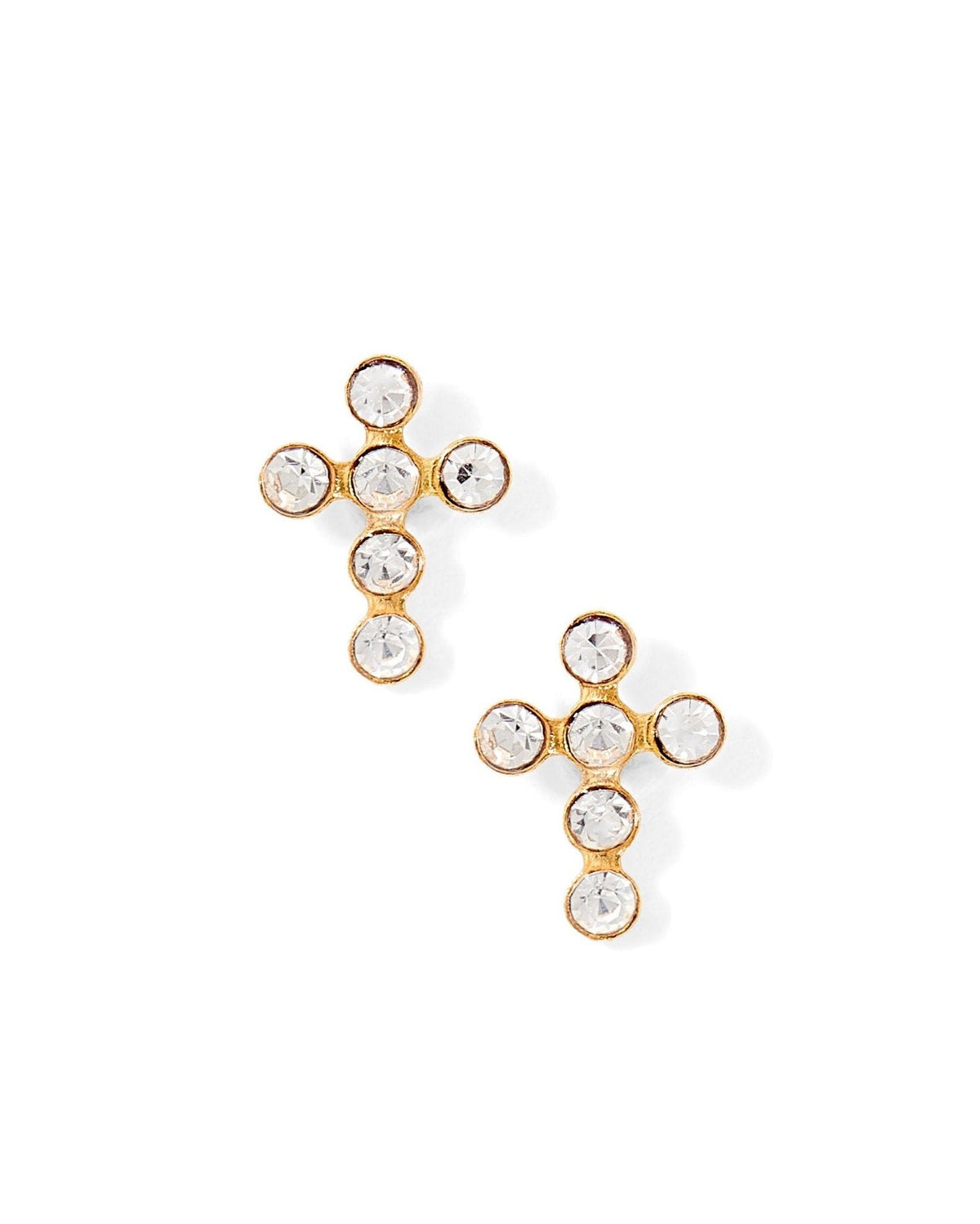 Screwback Stud Earrings - Clara Cross Gold Sparkle - LINNY CO WholesaleStuds