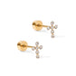 Screwback Stud Earrings - Clara Cross Gold Sparkle - LINNY CO WholesaleStuds