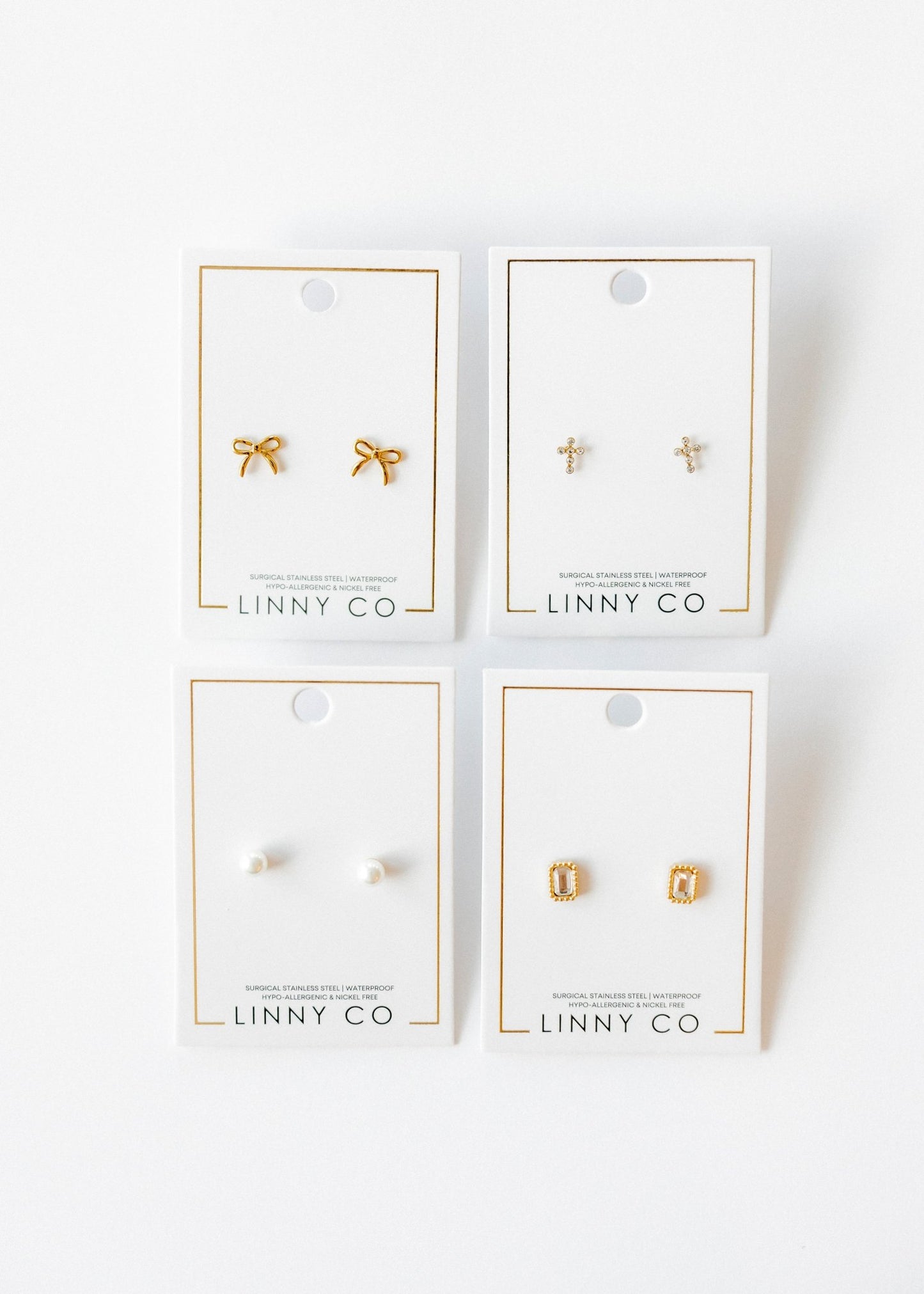 Screwback Stud Earrings - Clara Cross Gold Sparkle - LINNY CO WholesaleStuds