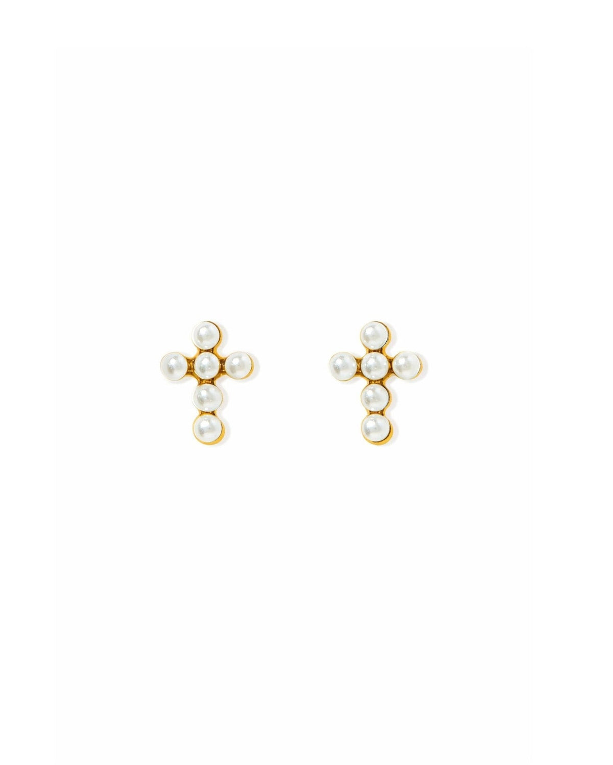 Screwback Stud Earrings - Clara Cross Pearl - LINNY CO WholesaleEarrings