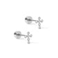 Screwback Stud Earrings - Clara Cross Silver Sparkle - LINNY CO WholesaleStuds