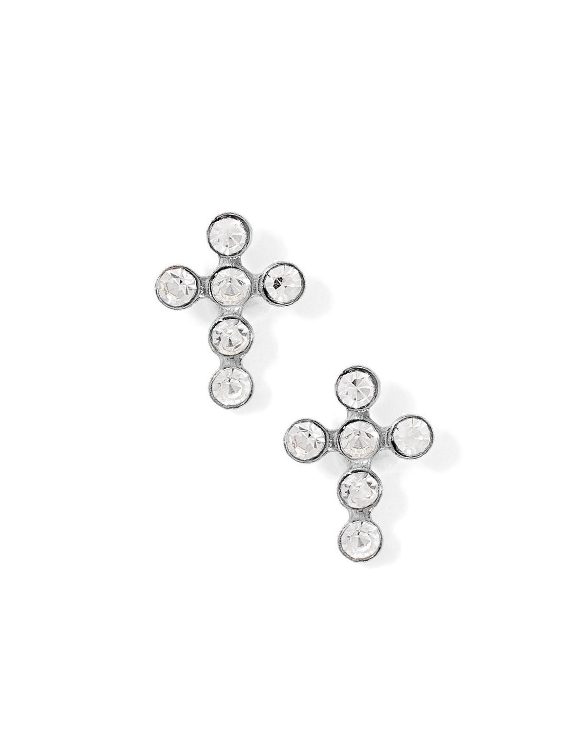 Screwback Stud Earrings - Clara Cross Silver Sparkle - LINNY CO WholesaleStuds