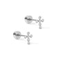 Screwback Stud Earrings - Clara Cross Silver Sparkle - LINNY CO WholesaleStuds