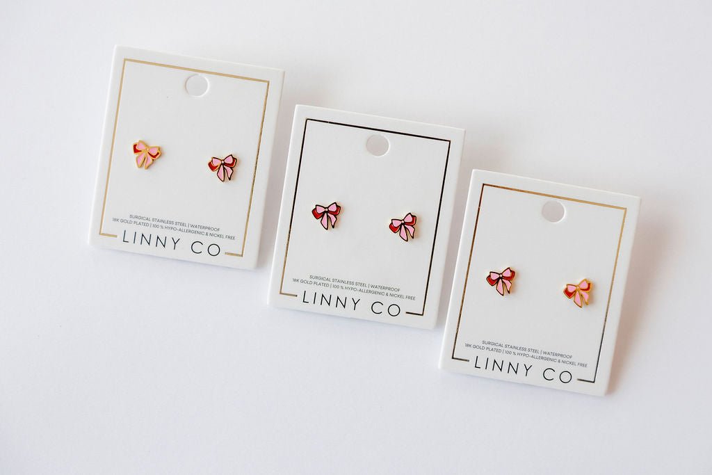 Screwback Stud Earrings - Collins Bow - LINNY CO WholesaleStuds