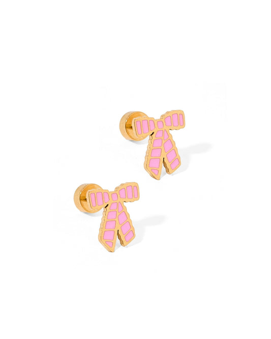 Screwback Stud Earrings - Conley Pink Bow - LINNY CO WholesaleStuds