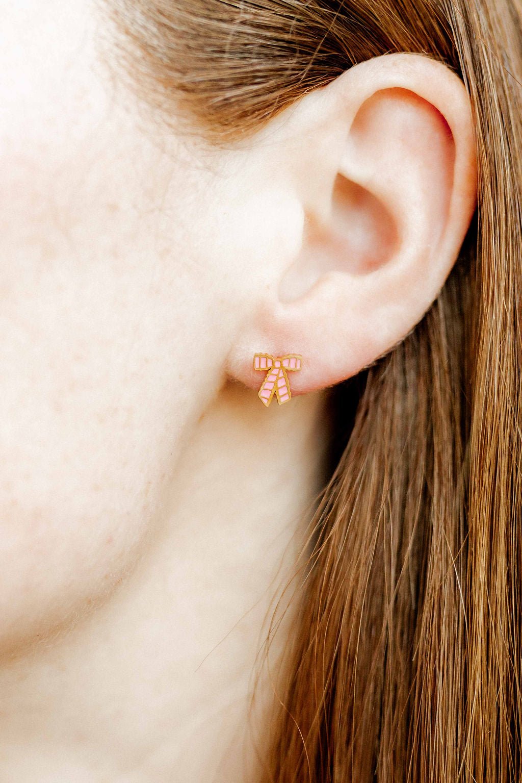 Screwback Stud Earrings - Conley Pink Bow - LINNY CO WholesaleStuds