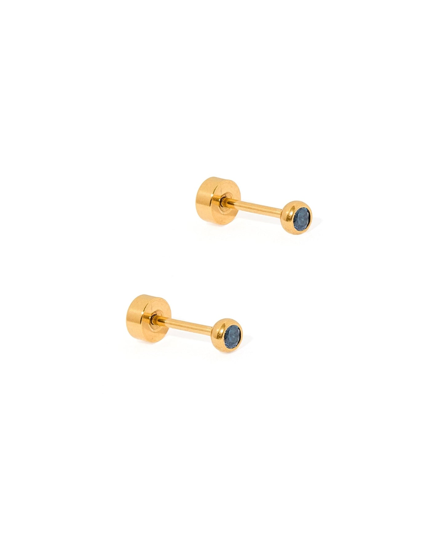 Screwback Stud Earrings - Cooper Sapphire Gold - LINNY CO WholesaleStuds
