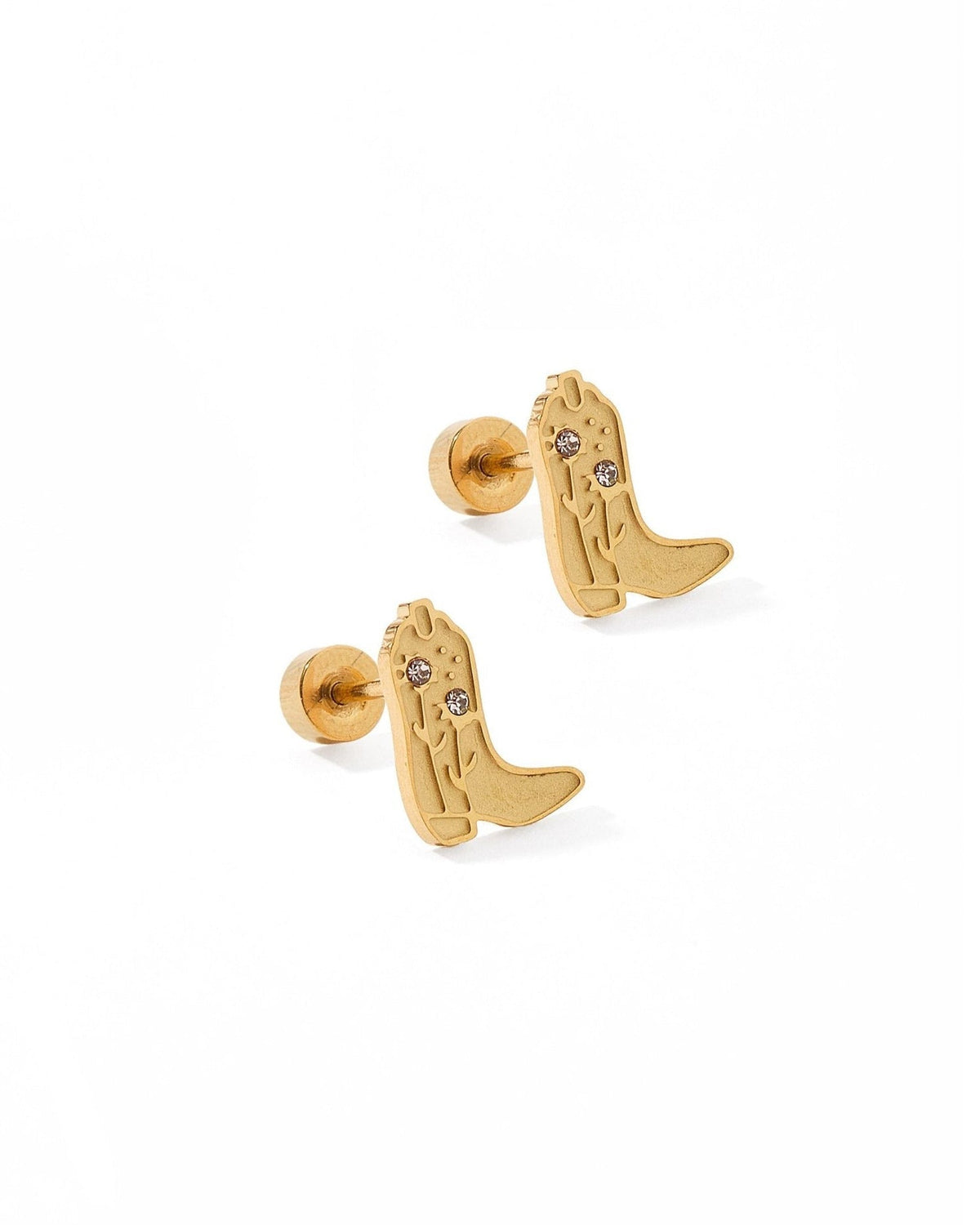 Screwback Stud Earrings - Daisy Cowgirl Boot Gold - LINNY CO WholesaleStuds