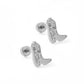 Screwback Stud Earrings - Daisy Cowgirl Boot Silver - LINNY CO WholesaleStuds