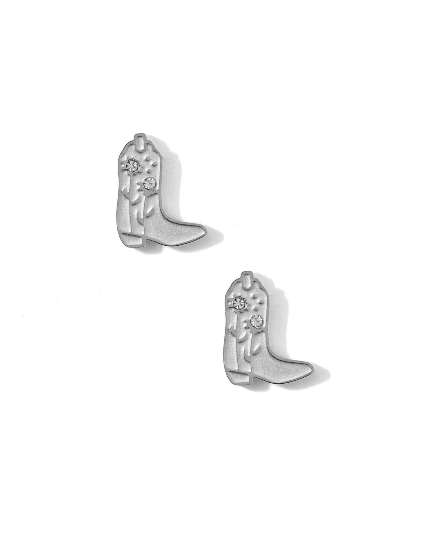 Screwback Stud Earrings - Daisy Cowgirl Boot Silver - LINNY CO WholesaleStuds