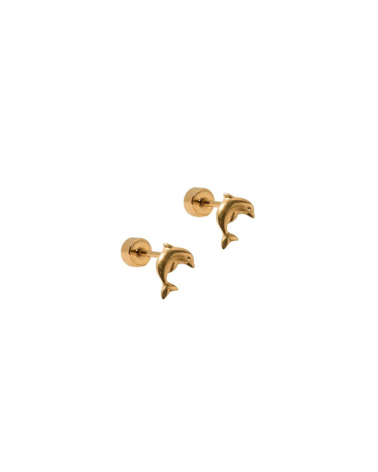 Screwback Stud Earrings - Dolphin Gold - LINNY CO Wholesale