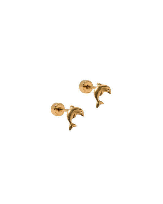Screwback Stud Earrings - Dolphin Gold - LINNY CO Wholesale