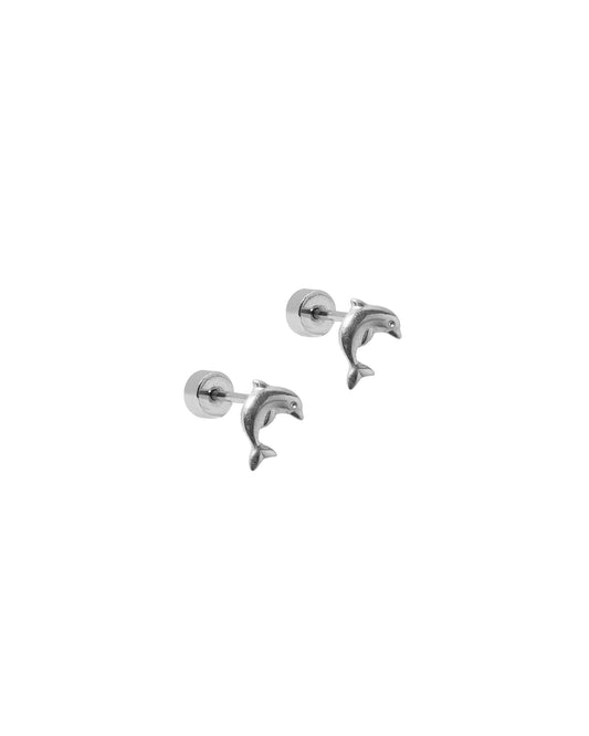 Screwback Stud Earrings - Dolphin Silver - LINNY CO Wholesale