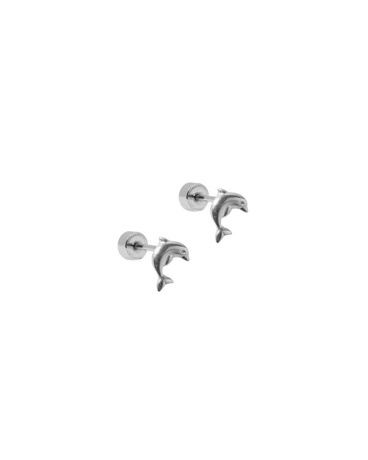 Screwback Stud Earrings - Dolphin Silver - LINNY CO Wholesale