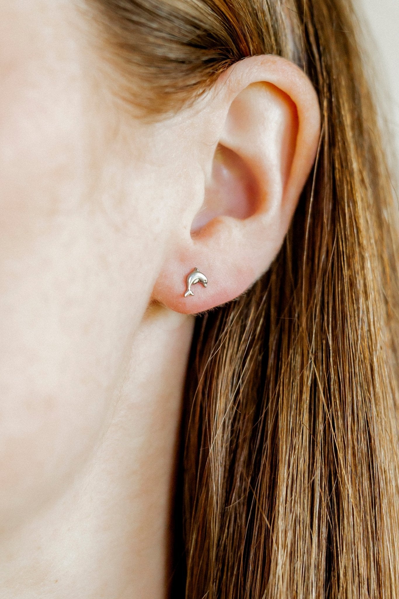 Screwback Stud Earrings - Dolphin Silver - LINNY CO Wholesale