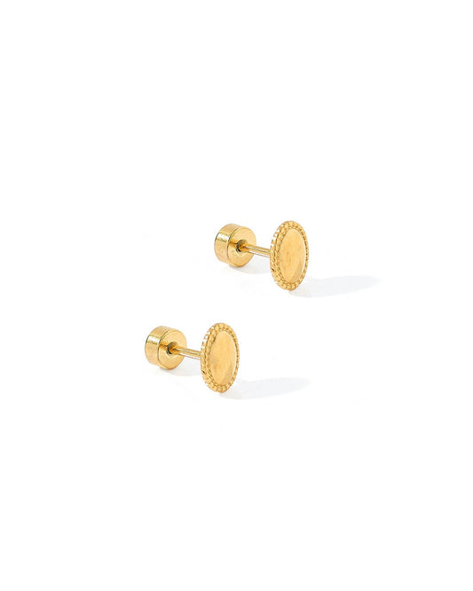 Screwback Stud Earrings - Drew Oval Gold - LINNY CO WholesaleStuds