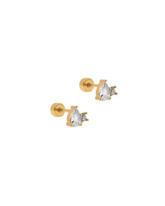 Screwback Stud Earrings - Eleanor CZ Gold - LINNY CO WholesaleStuds