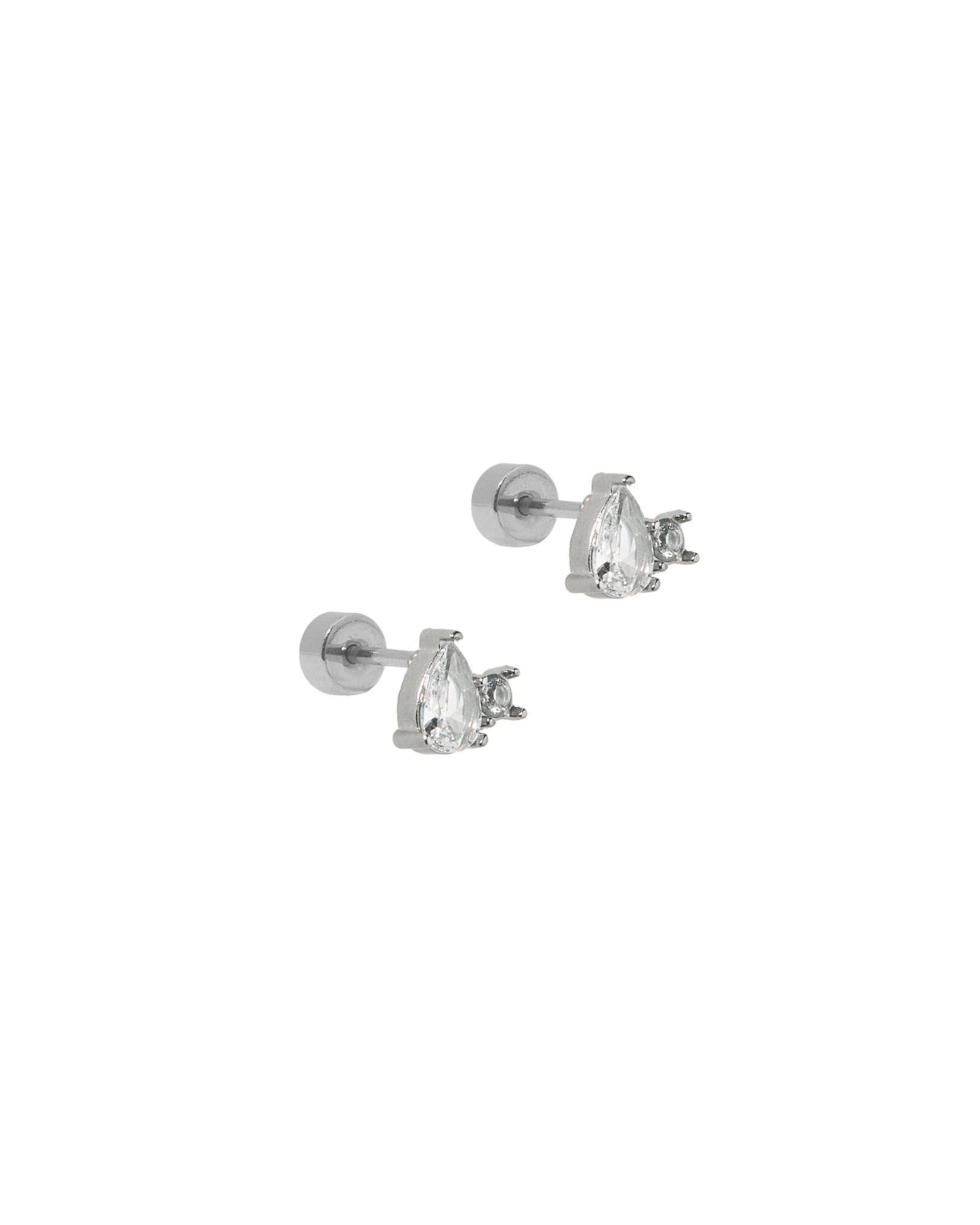 Screwback Stud Earrings - Eleanor CZ Silver - LINNY CO WholesaleStuds