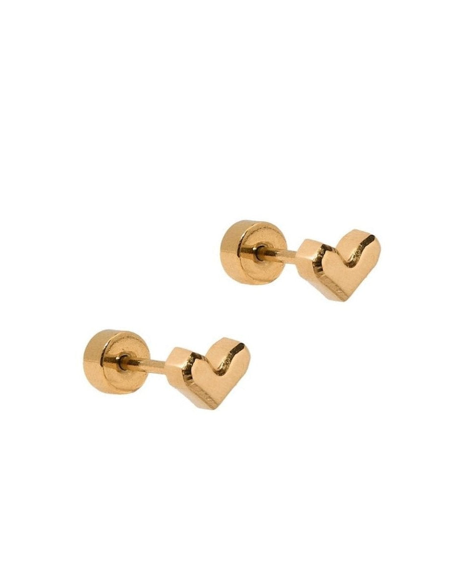 Screwback Stud Earrings - Fable Heart Gold - LINNY CO WholesaleStuds