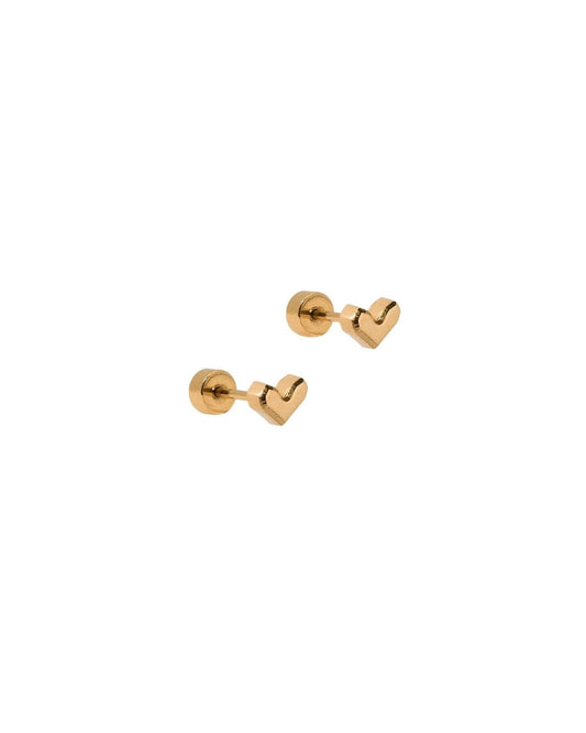 Screwback Stud Earrings - Fable Heart Gold - LINNY CO WholesaleStuds