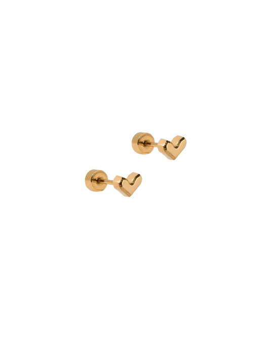 Screwback Stud Earrings - Fable Heart Gold - LINNY CO WholesaleStuds