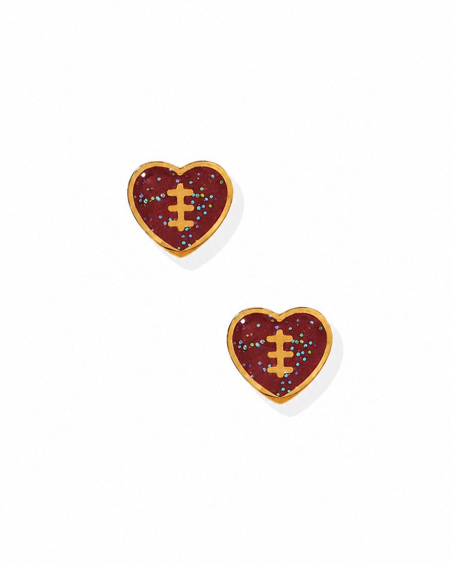 Screwback Stud Earrings - Football Heart - LINNY CO WholesaleStuds
