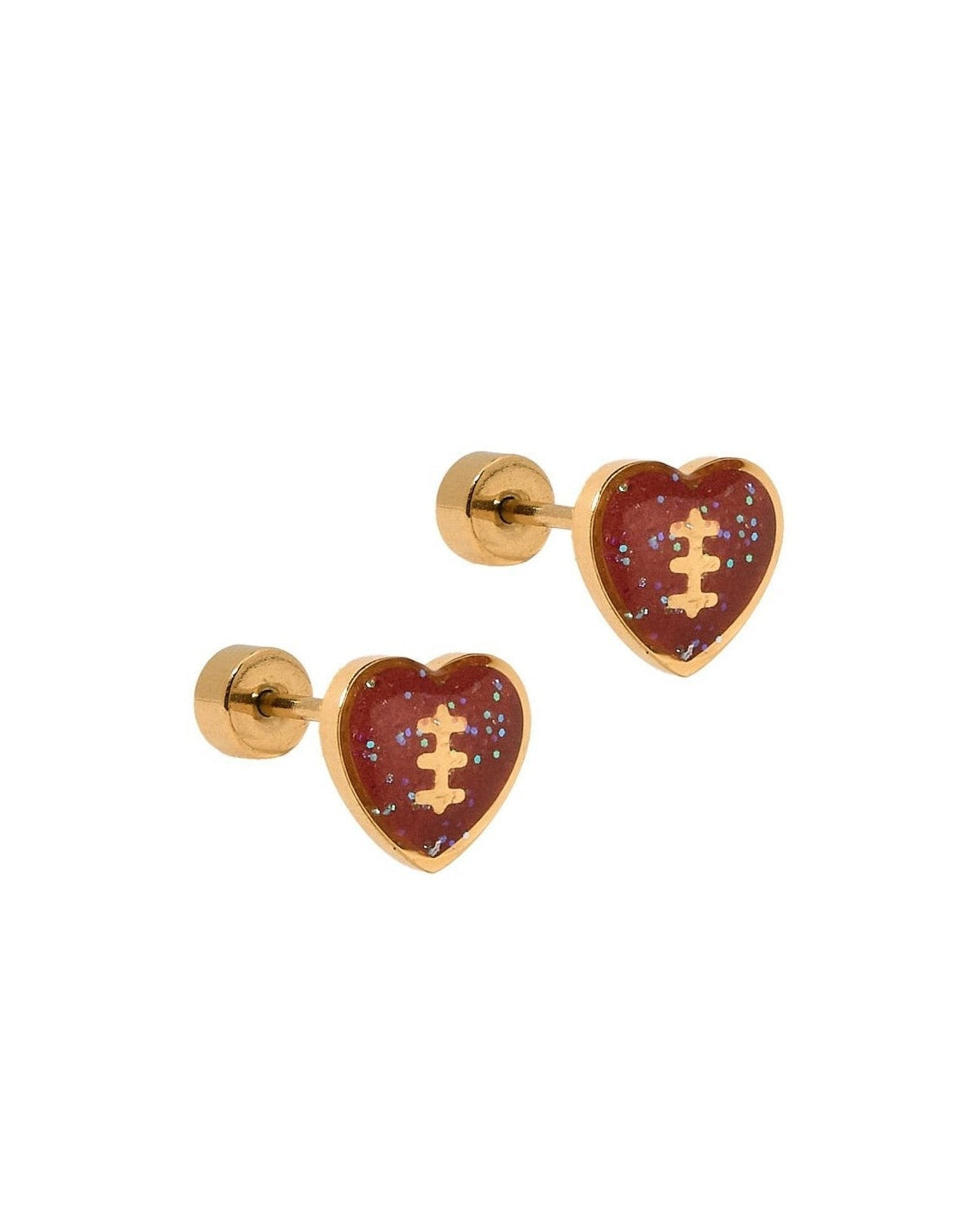 Screwback Stud Earrings - Football Heart - LINNY CO WholesaleStuds