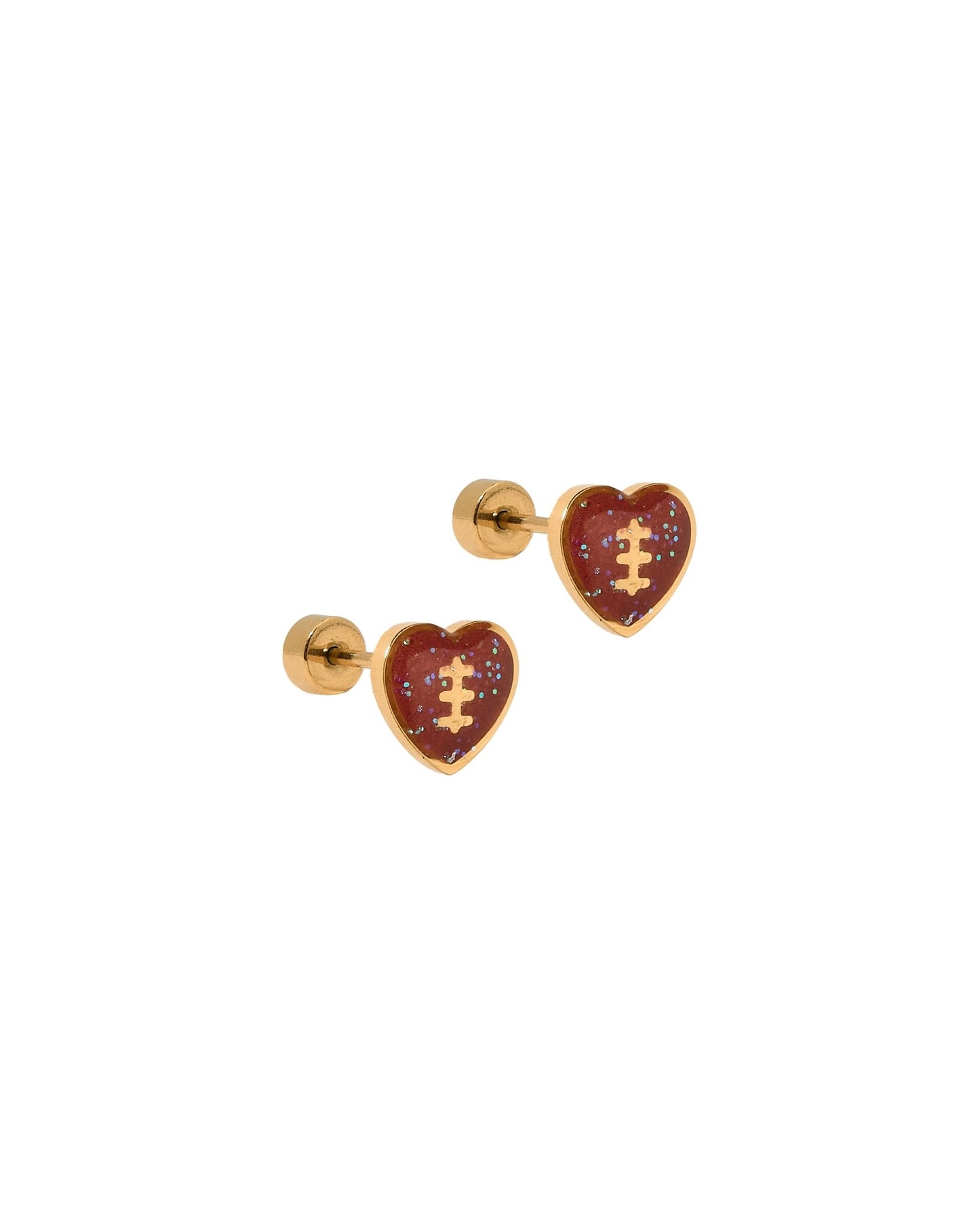 Screwback Stud Earrings - Football Heart - LINNY CO WholesaleStuds