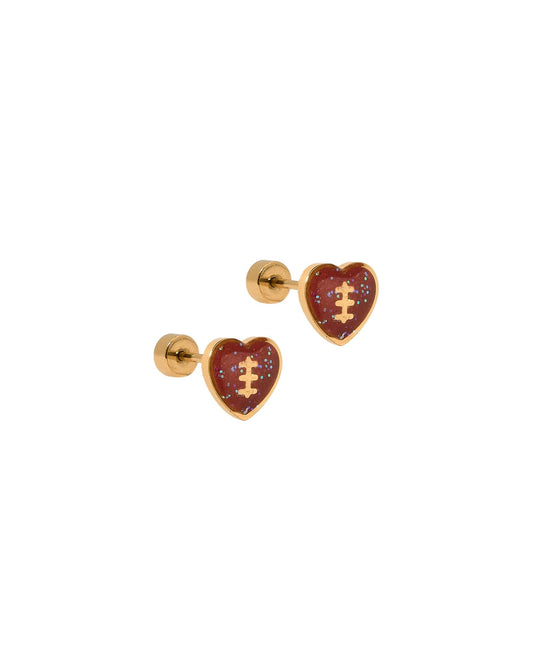 Screwback Stud Earrings - Football Heart - LINNY CO WholesaleStuds