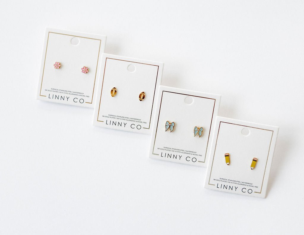 Screwback Stud Earrings - Football - LINNY CO WholesaleStuds