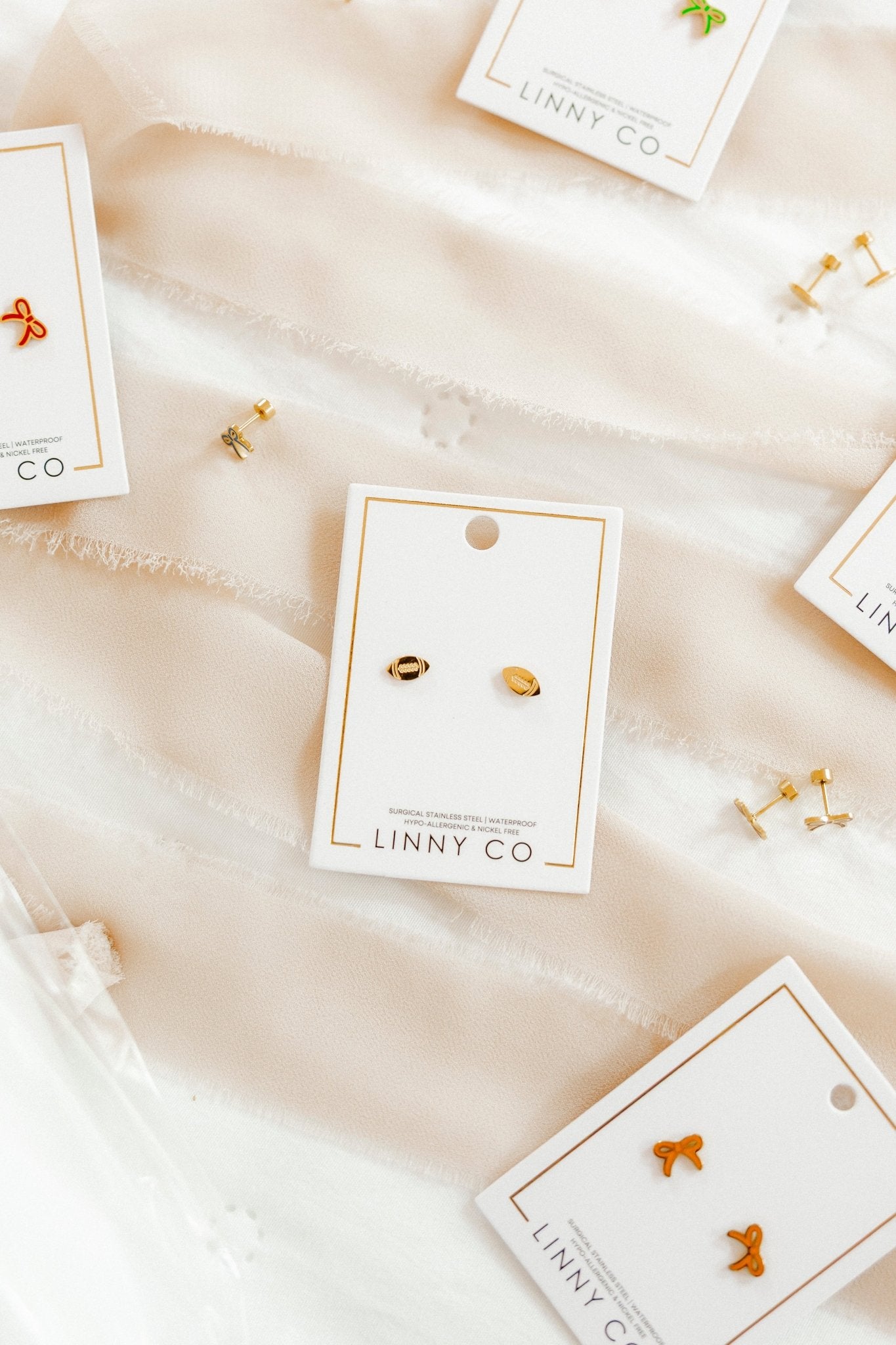 Screwback Stud Earrings - Football - LINNY CO WholesaleStuds