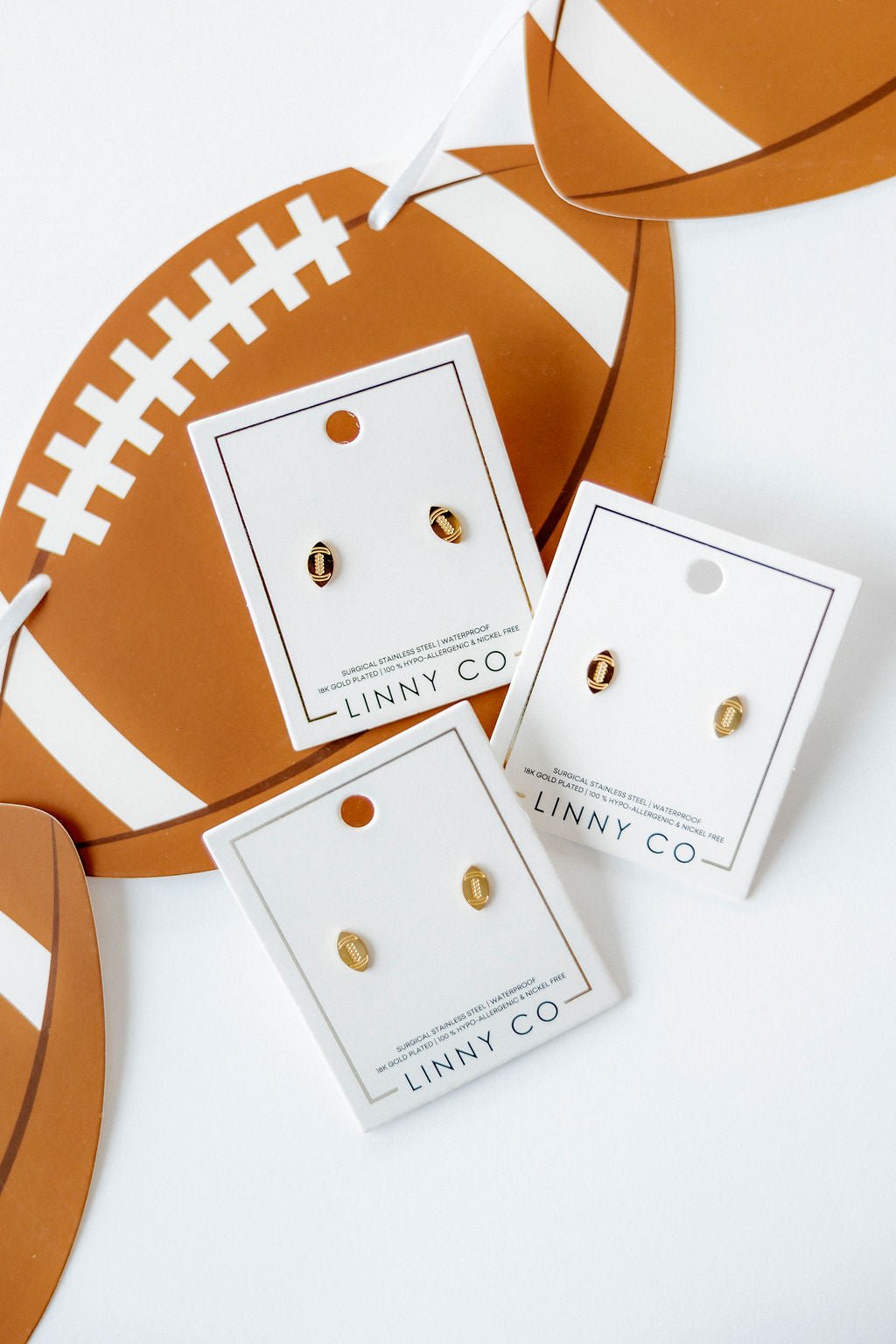 Screwback Stud Earrings - Football - LINNY CO WholesaleStuds