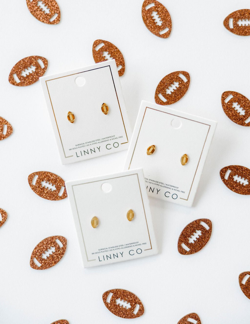 Screwback Stud Earrings - Football - LINNY CO WholesaleStuds