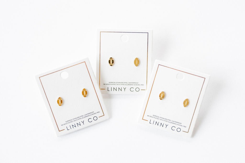 Screwback Stud Earrings - Football - LINNY CO WholesaleStuds