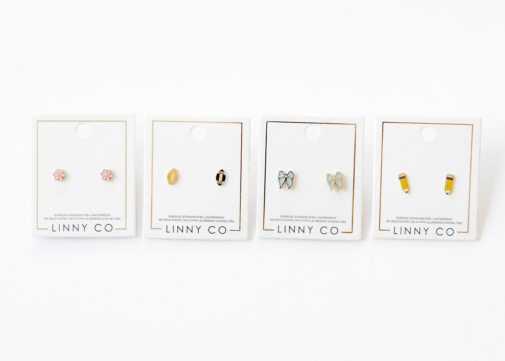 Screwback Stud Earrings - Football - LINNY CO WholesaleStuds